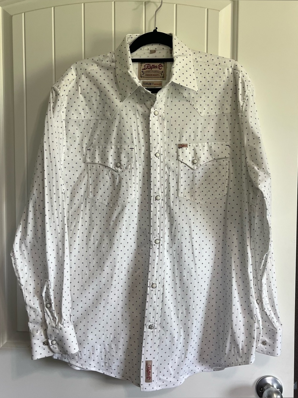 Rafter C Pearl Snap Western Shirt Large Cavendars Rodeo Cowboy Pro Flex 45 Print